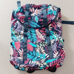 Tropical Leaves Drawstring Backpack Colorful Leaf Pattern Travel Bag Nature Boho